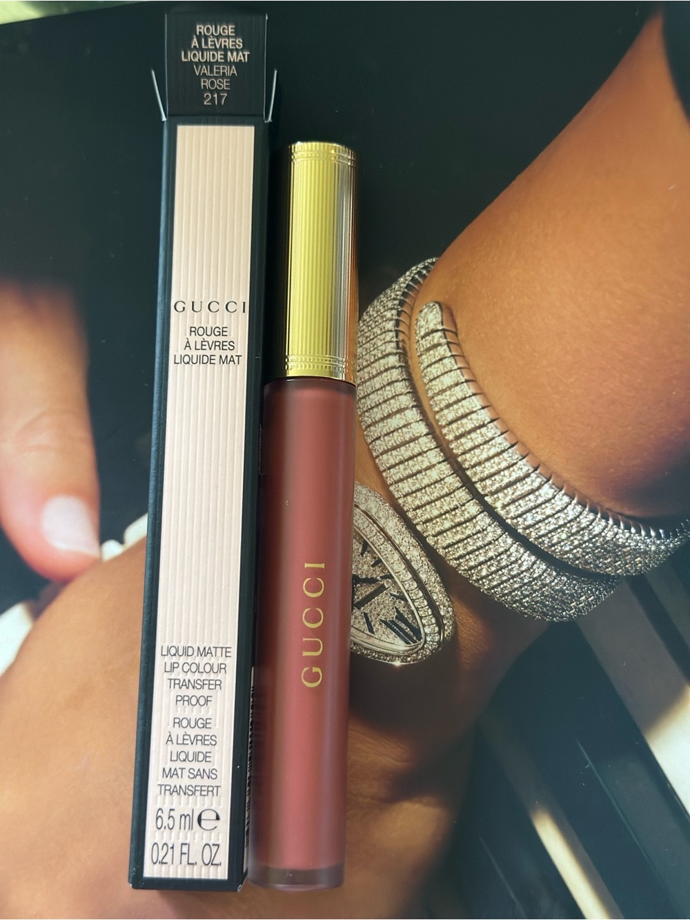 NEW Gucci Rouge à Lèvres Transfer Proof Matte Liquid Lipstick #217 Valeria Rose